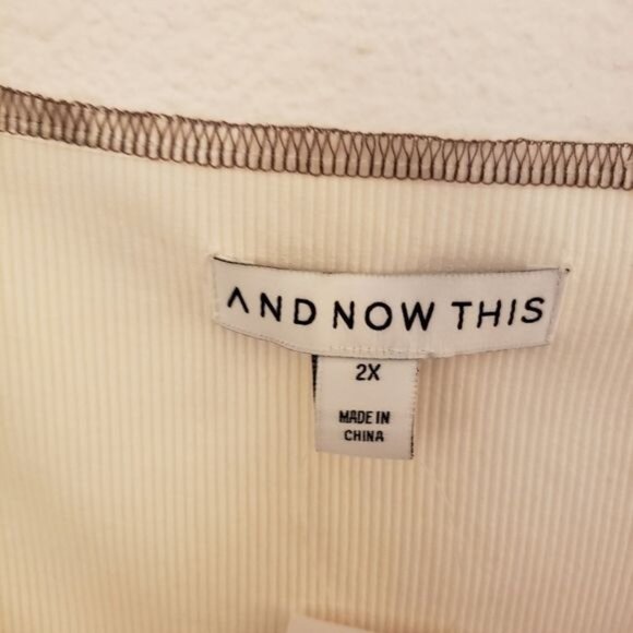 And Now This Cream Brown Trimmed Corset Style Crop Top Size Jr. Plus 2X NWT - Picture 7 of 9